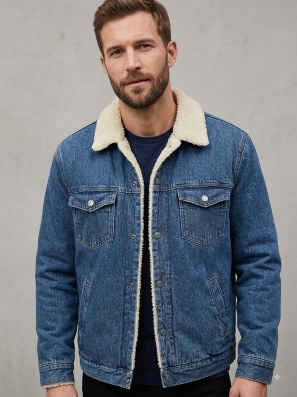 Vintage GAP Men's Denim Sherpa Lined Trucker Jean Jacket size Medium